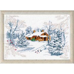 Winter Floral Cross  Cross Stitch Pattern